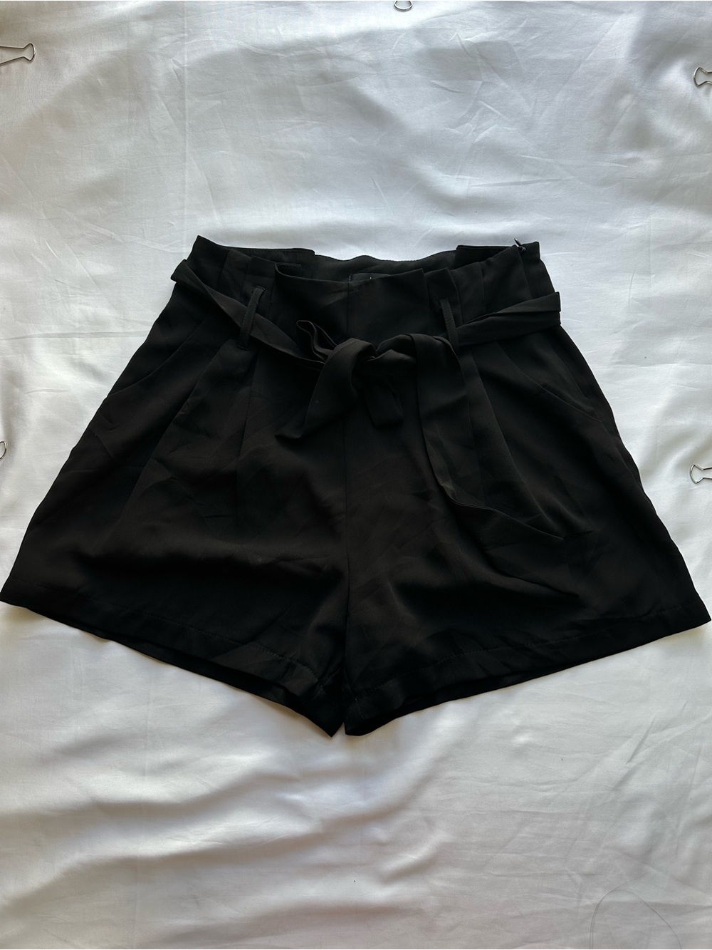 Lulu's Black High-Waist Paperbag Tie Shorts